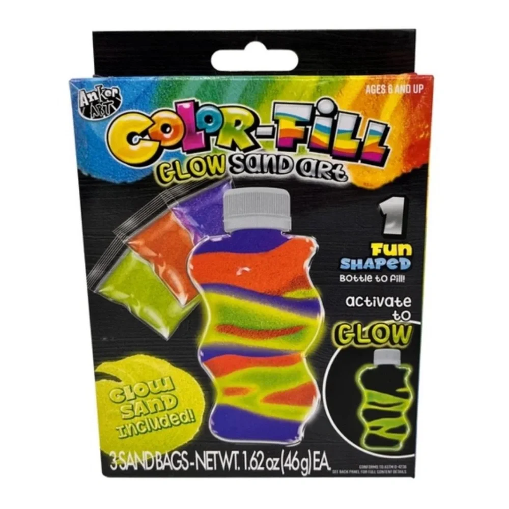 2 Pack Color-Fill Bundle 1 Glow Sand Art Kit + 1 Glitter Sand Art Kit
